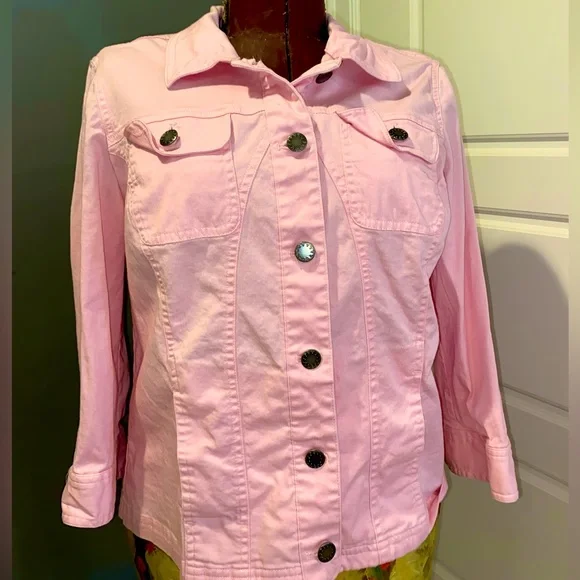 VINTAGE PINK CHRISTOPHER & BANKS WOMENS BUTTON UP - Picture 2 of 7